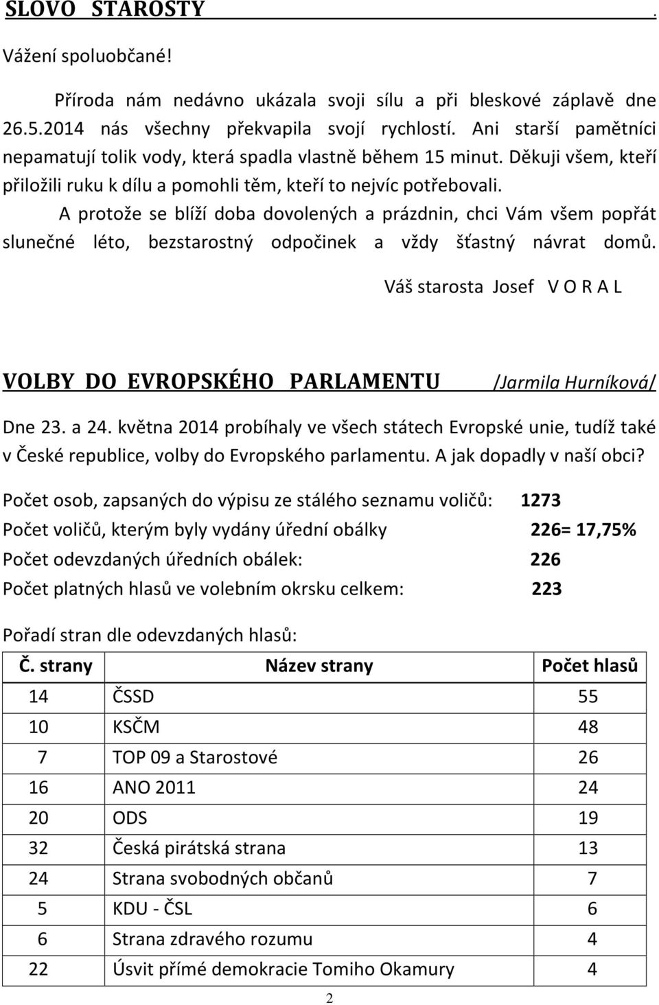 A protože se blíží doba dovolených a prázdnin, chci Vám všem popřát slunečné léto, bezstarostný odpočinek a vždy šťastný návrat domů.