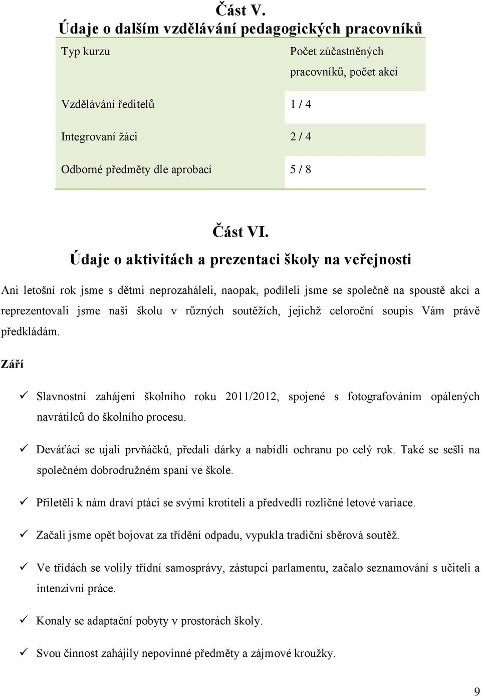 Údaje o aktivitách a prezentaci školy na veřejnosti Ani letošní rok jsme s dětmi neprozaháleli, naopak, podíleli jsme se společně na spoustě akcí a reprezentovali jsme naši školu v různých soutěžích,