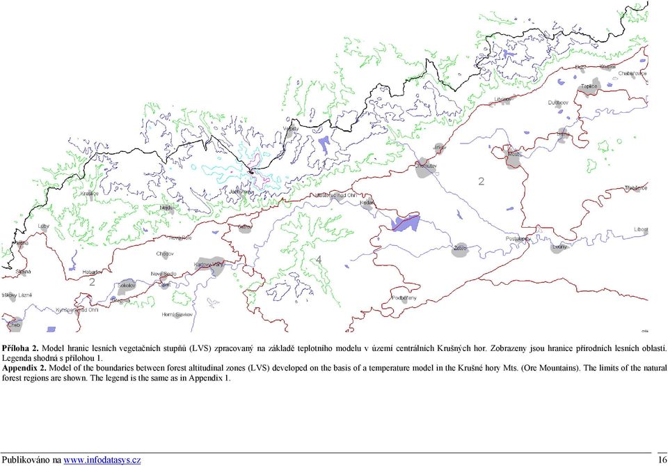 Zobrazeny jsou hranice přírodních lesních oblastí. Legenda shodná s přílohou 1. Appendix 2.