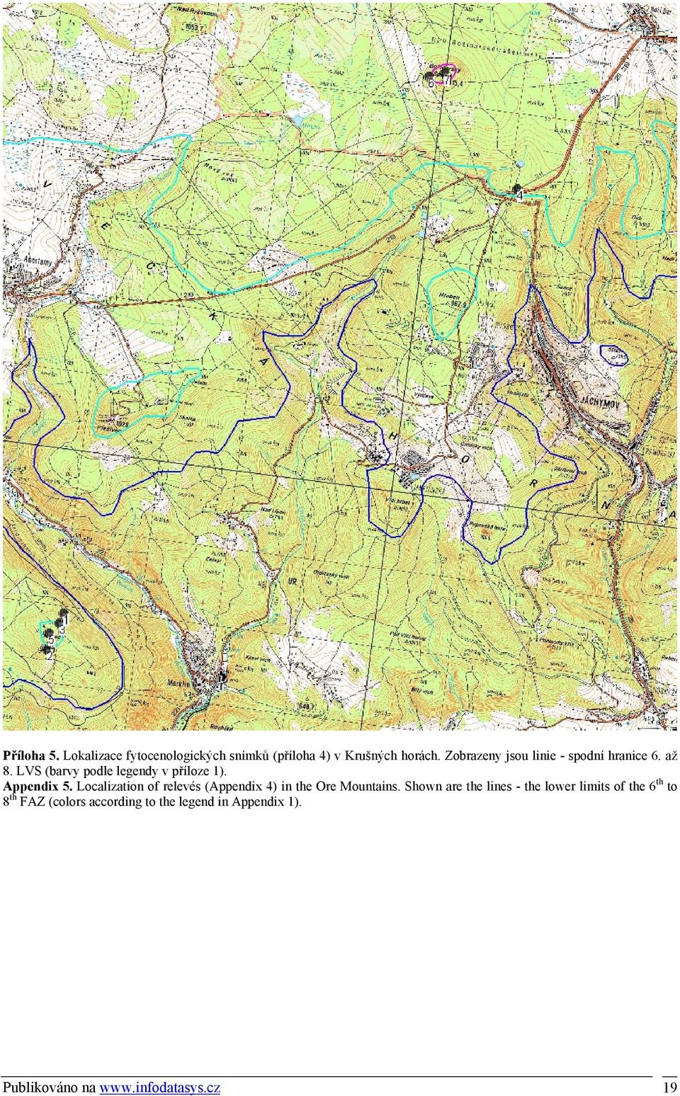 th Appendix 5. Localization of relevés (Appendix 4) in the Ore Mountains.