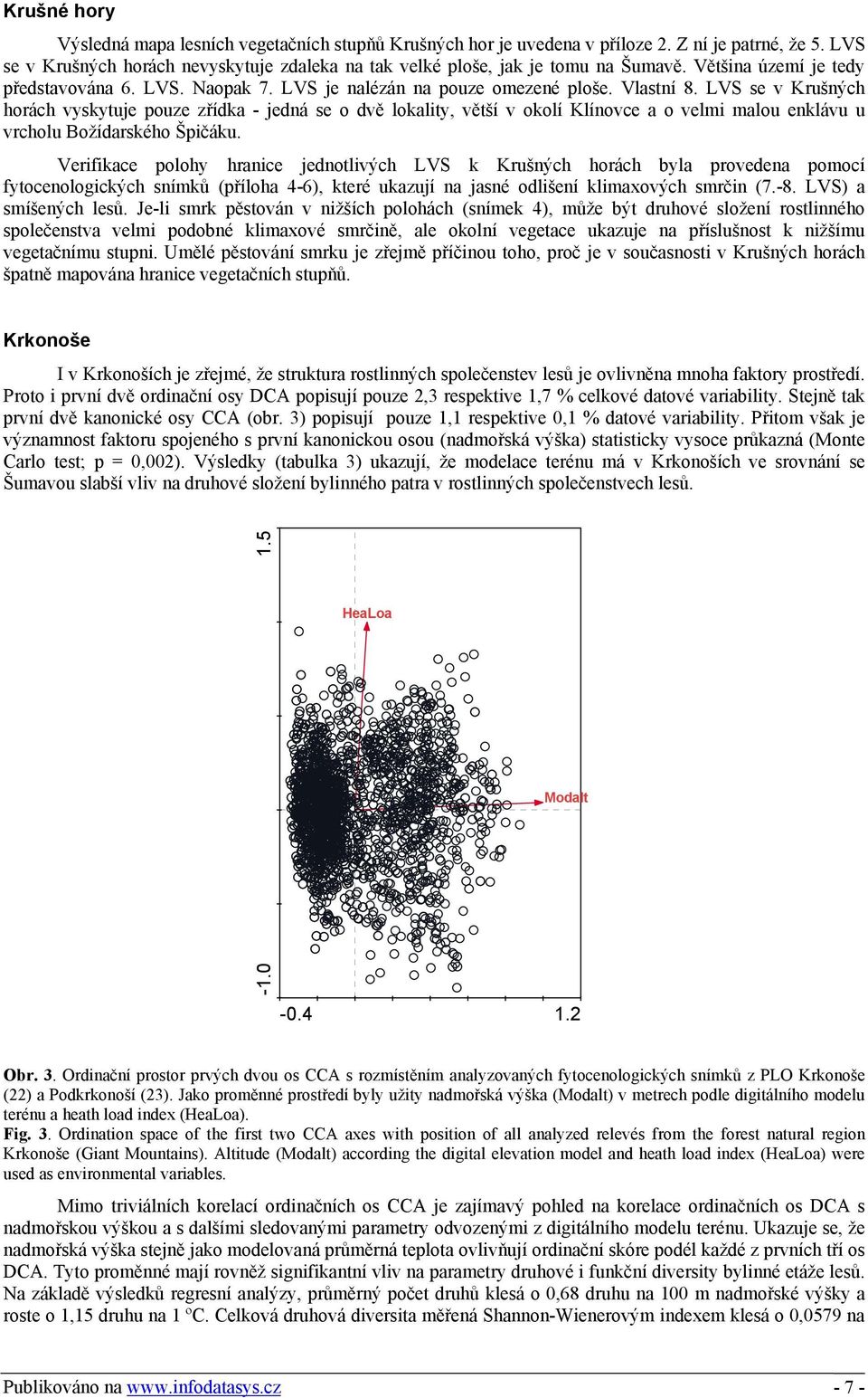 LVS se v Krušných horách vyskytuje pouze zřídka - jedná se o dvě lokality, větší v okolí Klínovce a o velmi malou enklávu u vrcholu Božídarského Špičáku.