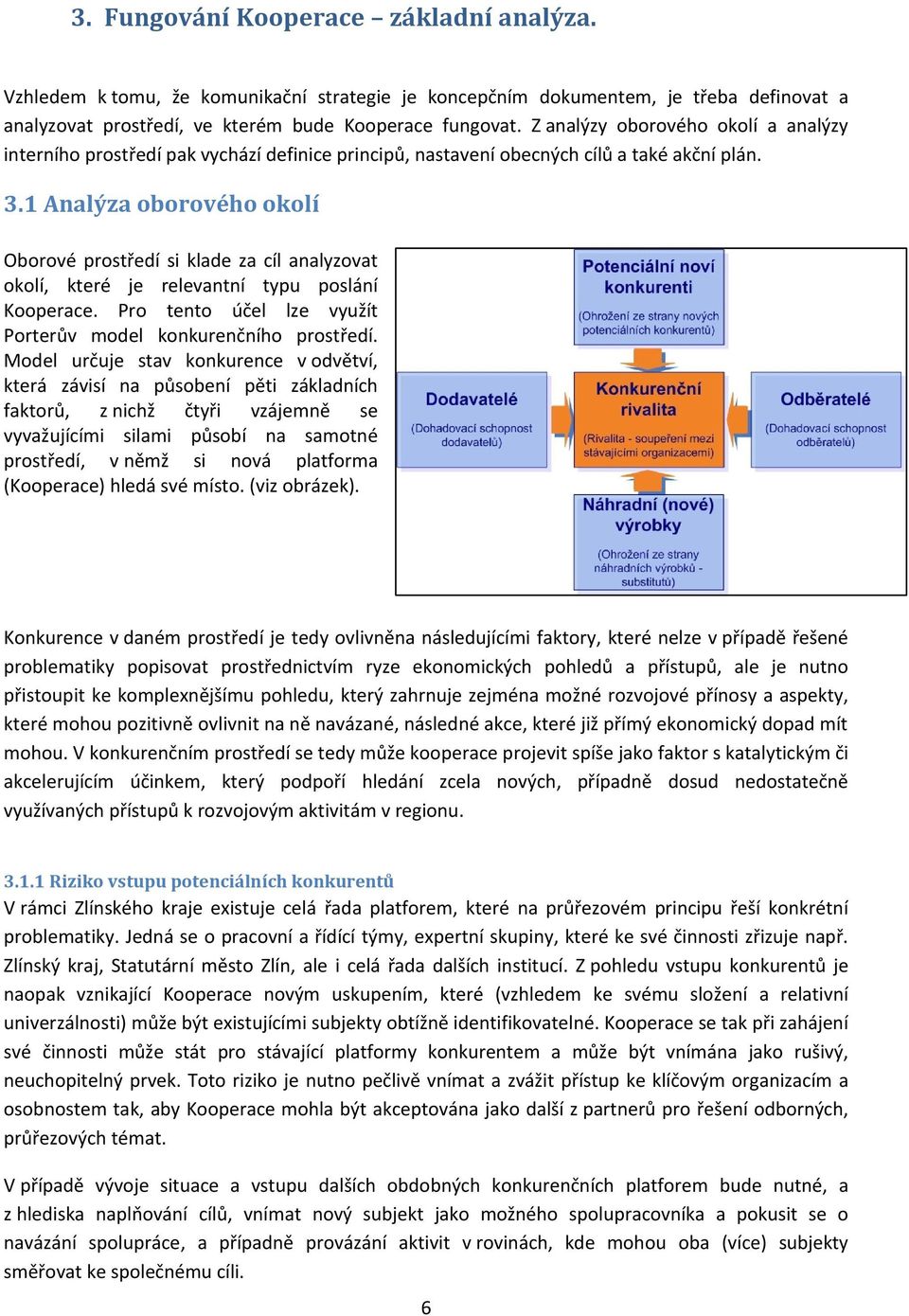 1 Analýza oborového okolí Oborové prostředí si klade za cíl analyzovat okolí, které je relevantní typu poslání Kooperace. Pro tento účel lze využít Porterův model konkurenčního prostředí.