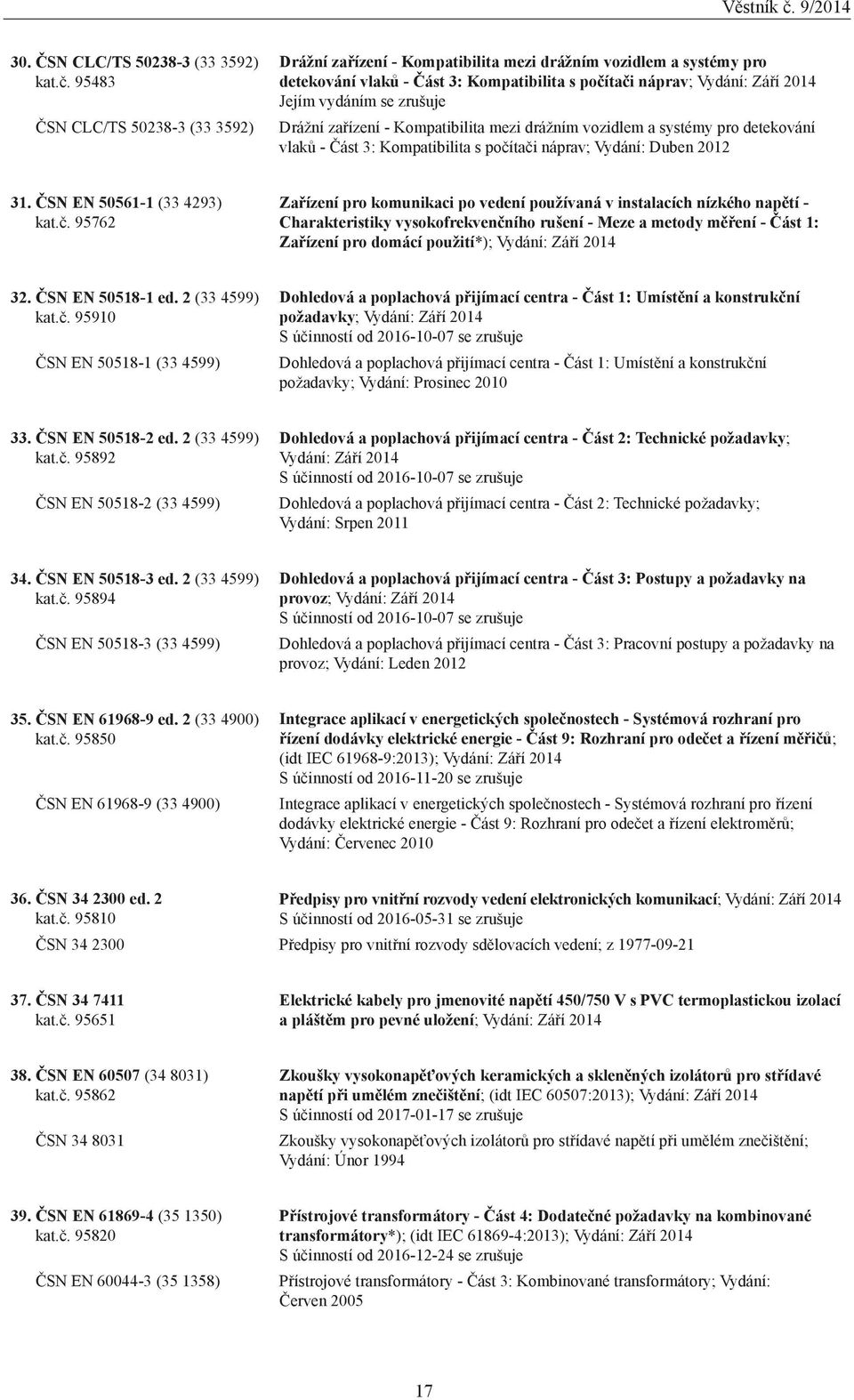 zrušuje Drážní zařízení - Kompatibilita mezi drážním vozidlem a systémy pro detekování vlaků - Část 3: Kompatibilita s počí