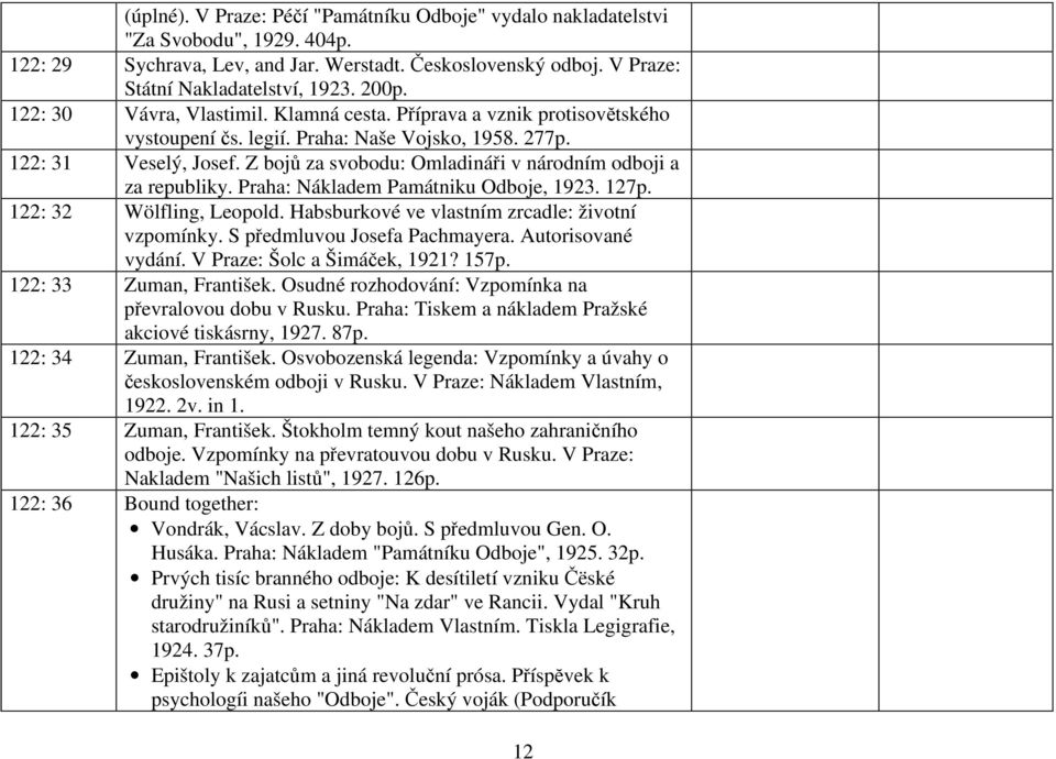 Z bojů za svobodu: Omladináři v národním odboji a za republiky. Praha: Nákladem Památniku Odboje, 1923. 127p. 122: 32 Wölfling, Leopold. Habsburkové ve vlastním zrcadle: životní vzpomínky.