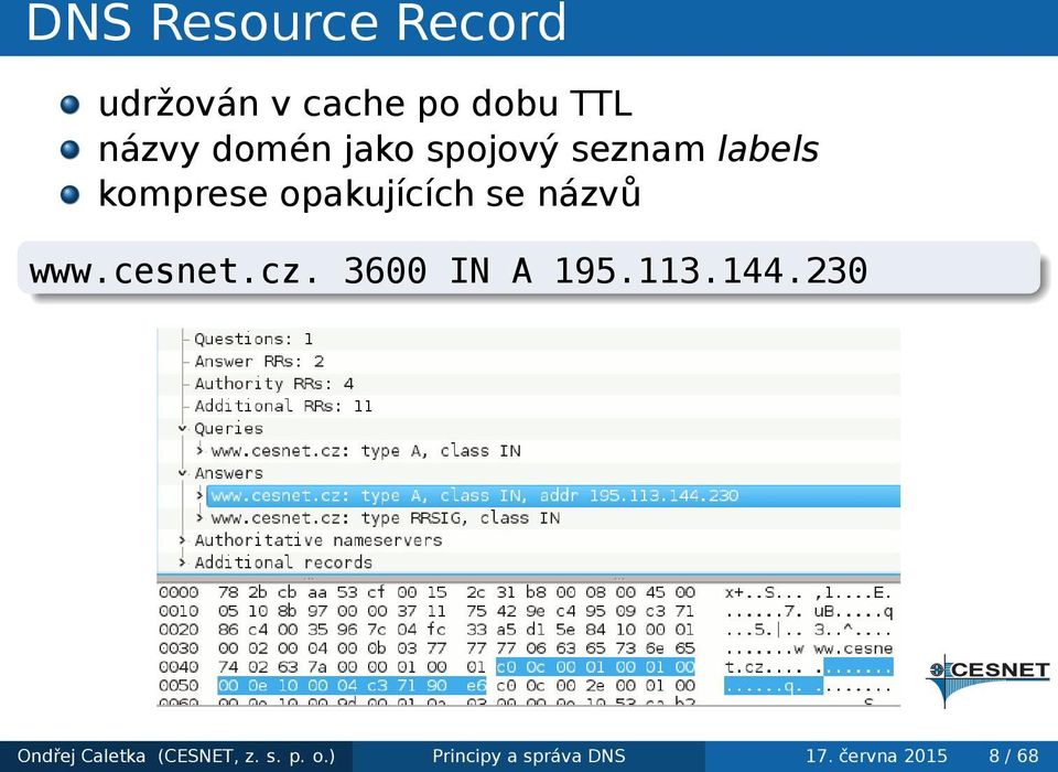 názvů ẉwwcesnetcz 3600 IN A 195113144230 Ondřej Caletka