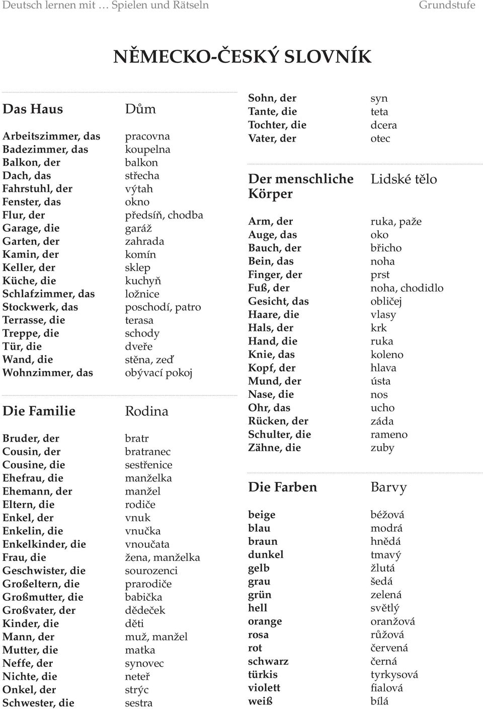 der Eltern, die Enkel, der Enkelin, die Enkelkinder, die Frau, die Geschwister, die Großeltern, die Großmutter, die Großvater, der Kinder, die Mann, der Mutter, die Neffe, der Nichte, die Onkel, der