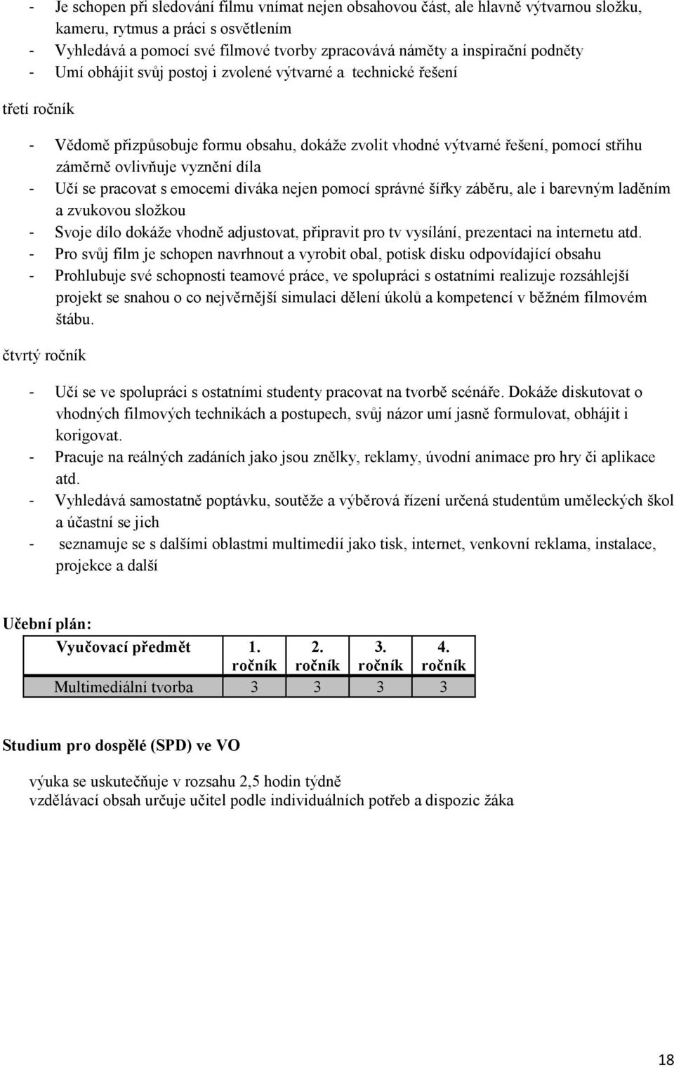 díla - Učí se pracovat s emocemi diváka nejen pomocí správné šířky záběru, ale i barevným laděním a zvukovou složkou - Svoje dílo dokáže vhodně adjustovat, připravit pro tv vysílání, prezentaci na