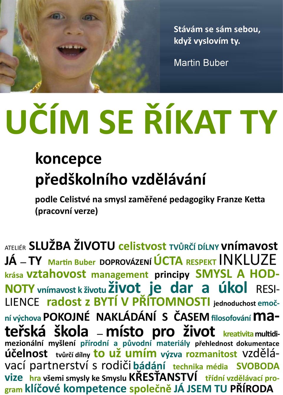 Martin Buber DOPROVÁZENÍ ÚCTA RESPEKT INKLUZE krása vztahovost management principy SMYSL A HOD- NOTY vnímavost k životu život je dar a úkol RESI- LIENCE radost z BYTÍ V PŘÍTOMNOSTI jednoduchost