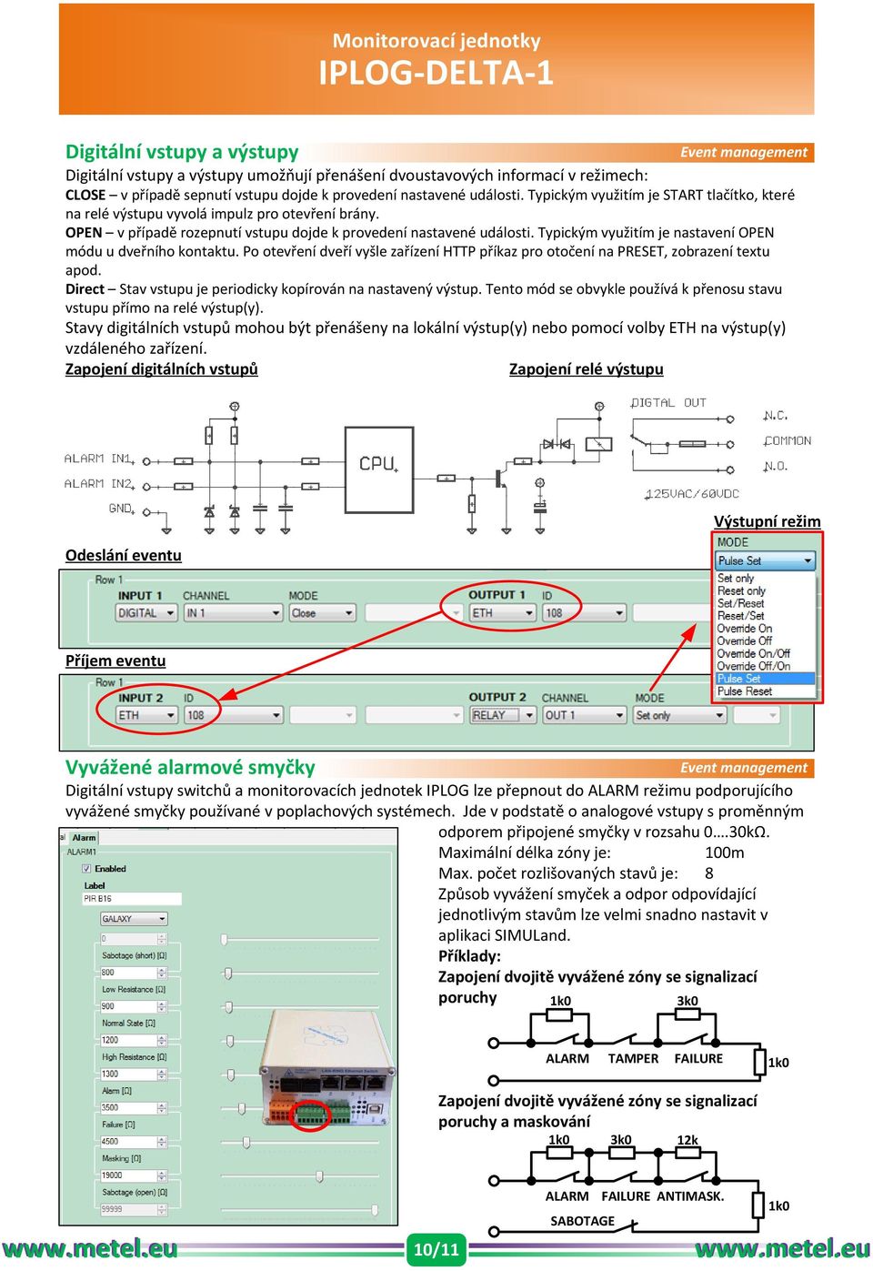 Typickým využitím je nastavení OPEN módu u dveřního kontaktu. Po otevření dveří vyšle zařízení HTTP příkaz pro otočení na PRESET, zobrazení textu apod.