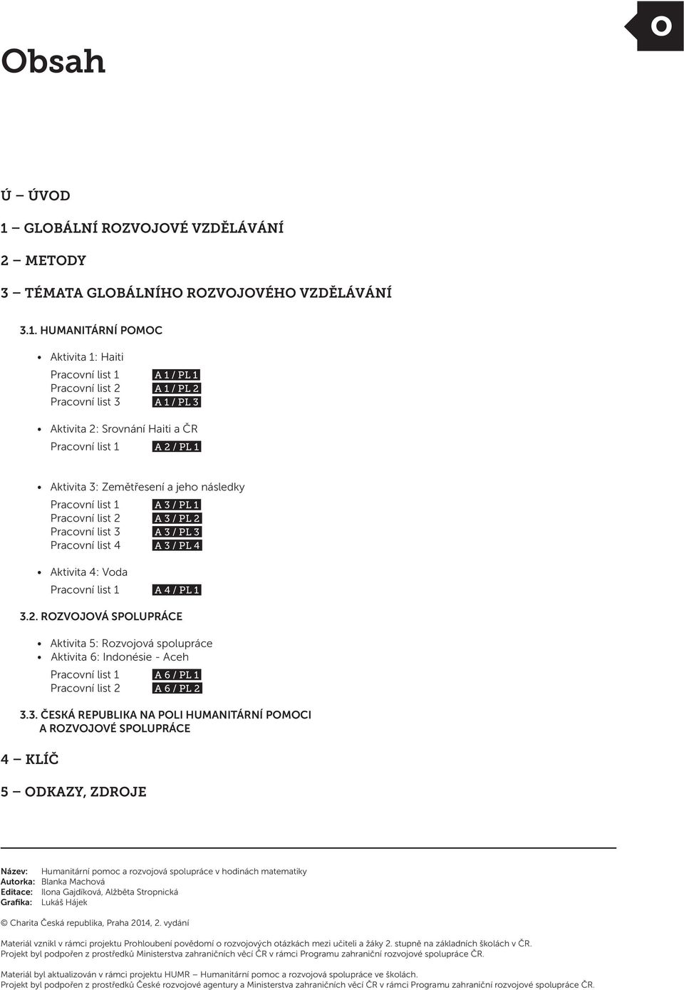 HUMANITÁRNÍ POMOC Aktivita 1: Haiti Pracovní list 1 A 1 / PL 1 Pracovní list 2 A 1 / PL 2 Pracovní list 3 A 1 / PL 3 Aktivita 2: Srovnání Haiti a ČR Pracovní list 1 A 2 / PL 1 4 KLÍČ Aktivita 3: