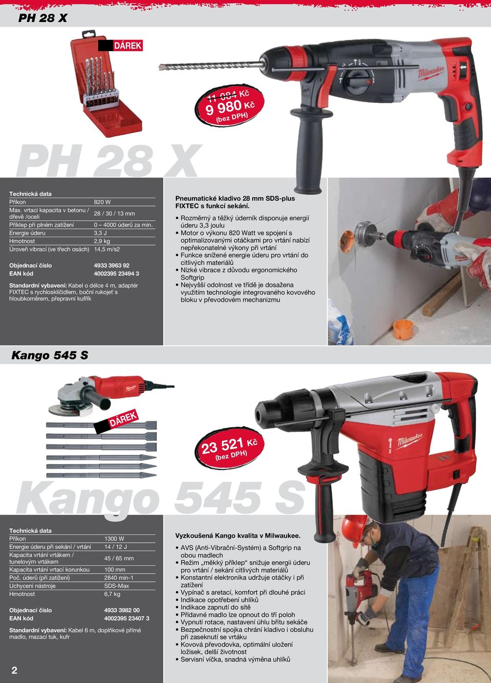 Pneumatické kladivo 28 SDS-plus FIXTEC s funkcí sekání.