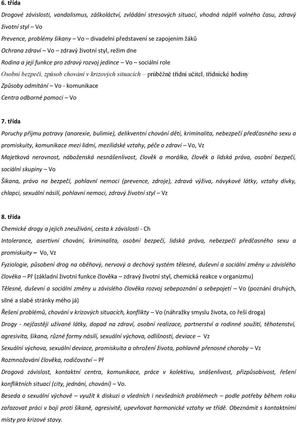 třídnické hodiny Způsoby odmítání Vo - komunikace Centra odborné pomoci Vo 7.