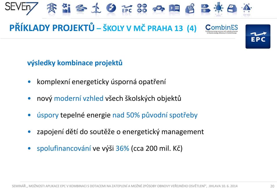 zapojení dětí do soutěže o energetický management spolufinancování ve výši 36% (cca 200 mil.