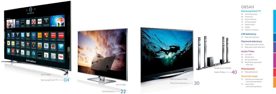 F8000 Samsung Smart TV strana 04 Plazmový televizor F8500 LED TV F7000 LED televizory strana 22 Plazmové televizory strana 30 40 SoundBar Domácí kino Blu-ray přehrávač