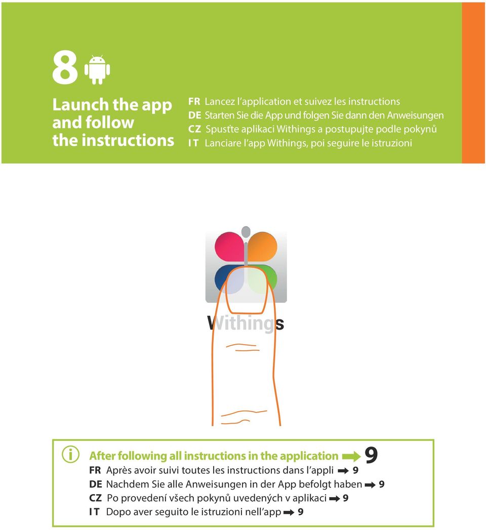 After following all instructions in the application 9 FR Après avoir suivi toutes les instructions dans l appli 9