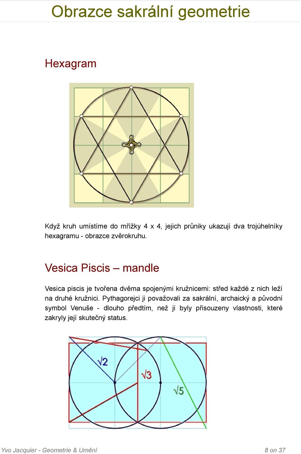 Vesica Piscis mandle Vesica piscis je tvořena dvěma spojenými kružnicemi: střed každé z nich leží na druhé