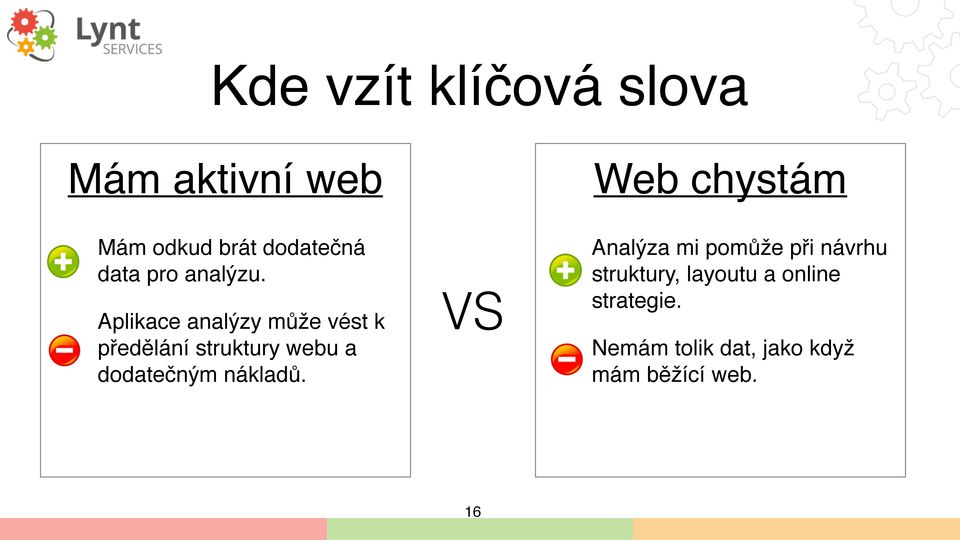 Aplikace analýzy může vést k předělání struktury webu a dodatečným