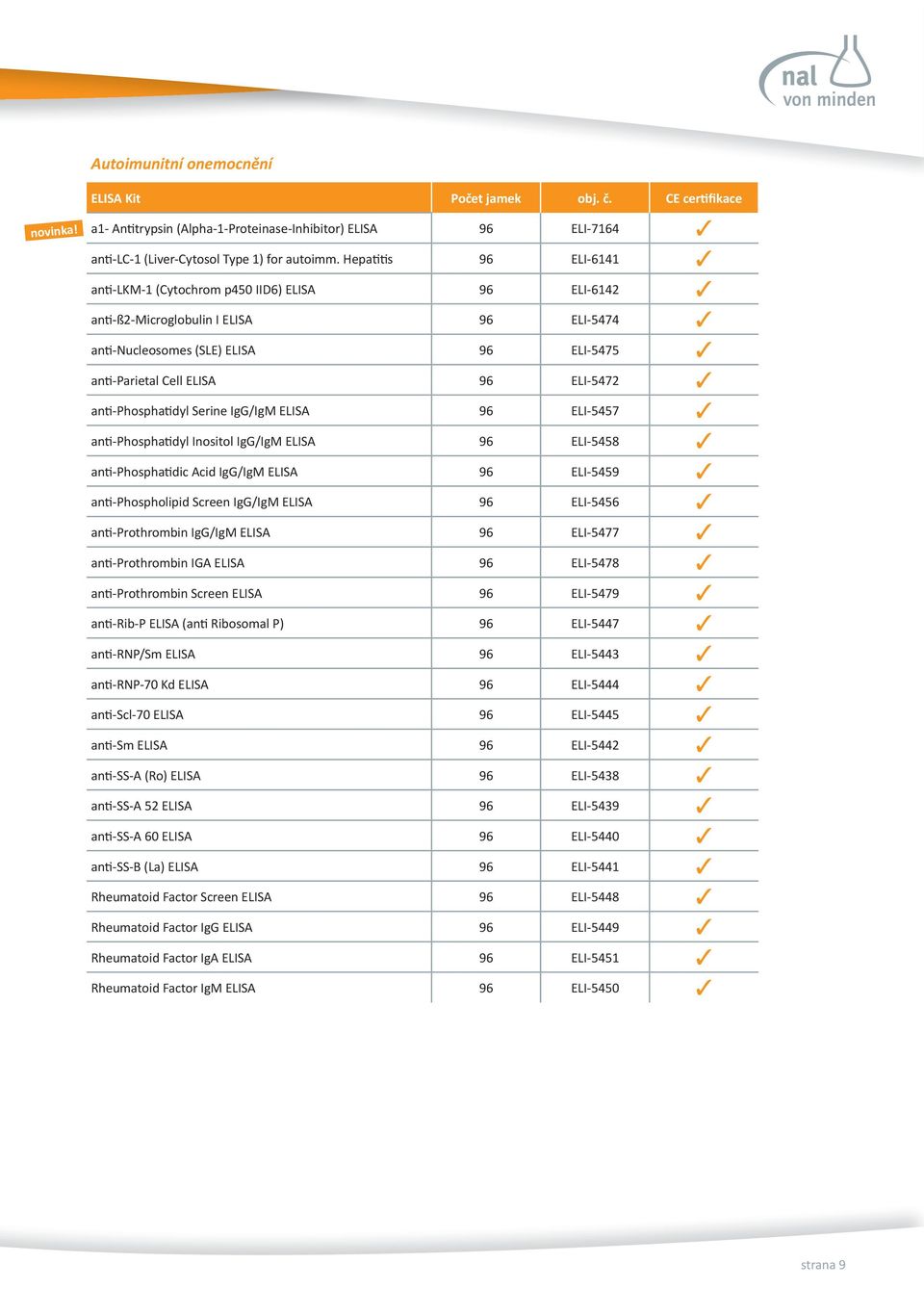 anti-phosphatidyl Serine IgG/IgM ELISA 96 ELI-5457 anti-phosphatidyl Inositol IgG/IgM ELISA 96 ELI-5458 anti-phosphatidic Acid IgG/IgM ELISA 96 ELI-5459 anti-phospholipid Screen IgG/IgM ELISA 96