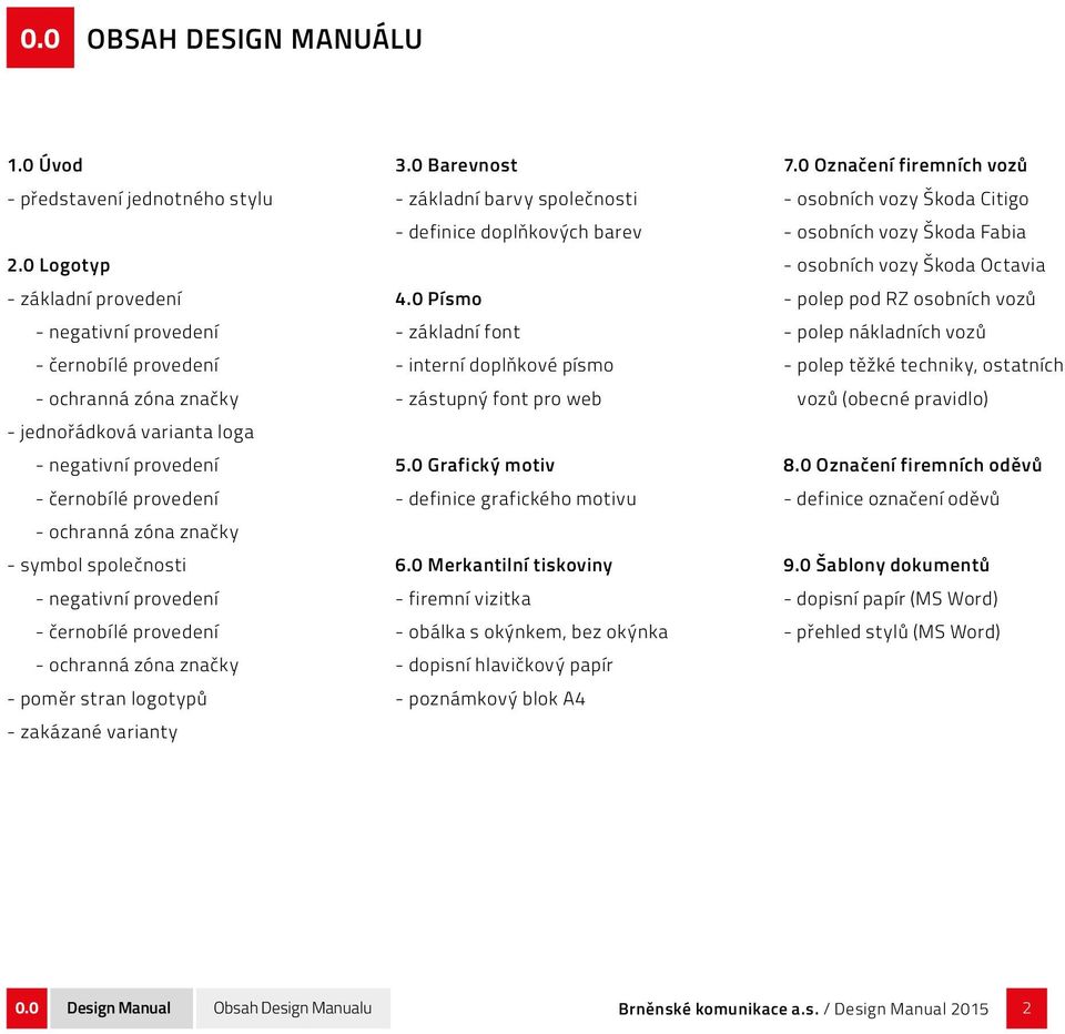 symbol společnosti - negativní provedení - černobílé provedení - ochranná zóna značky - poměr stran logotypů - zakázané varianty 3.