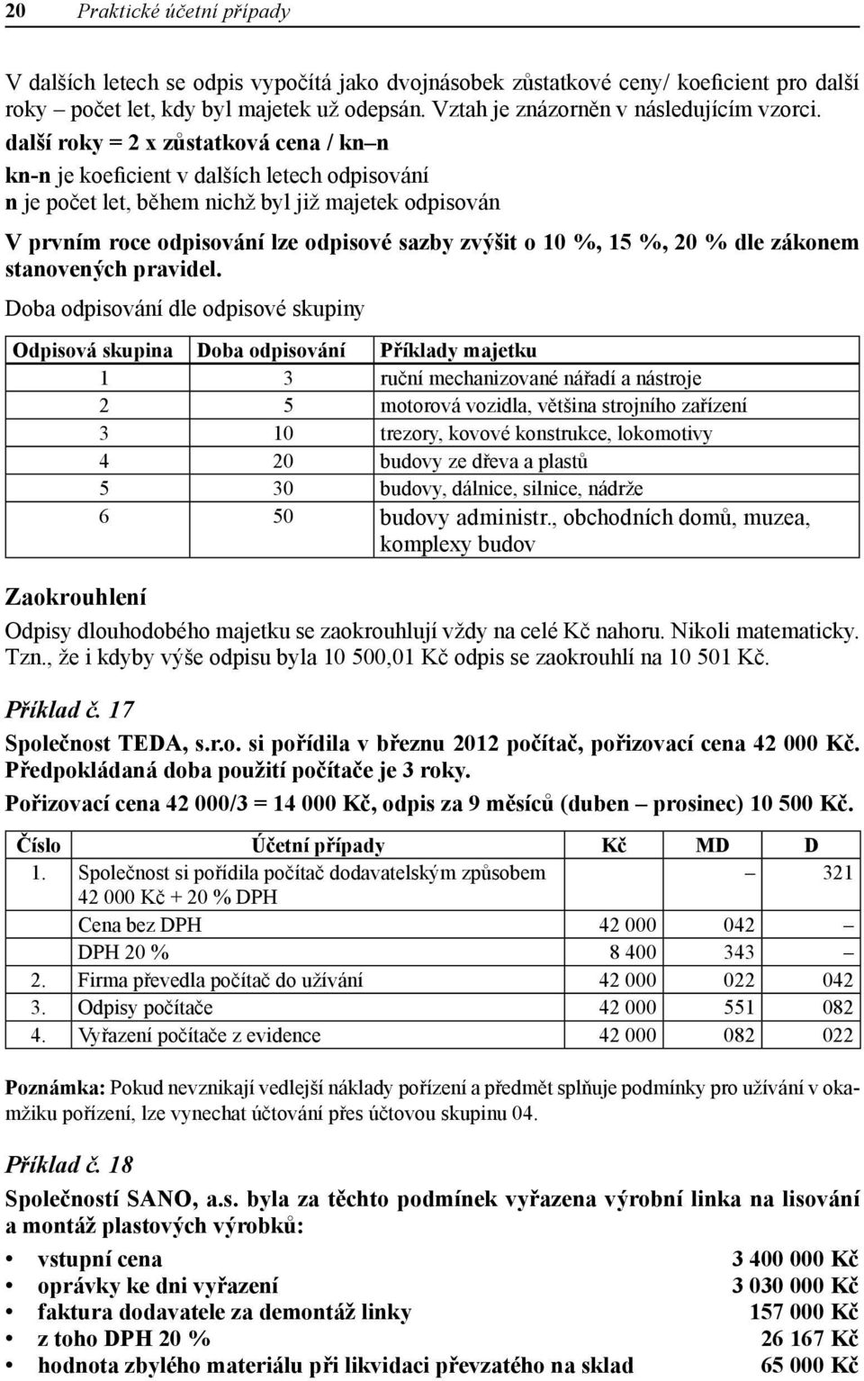 další roky = 2 x zůstatková cena / kn n kn-n je koeficient v dalších letech odpisování n je počet let, během nichž byl již majetek odpisován V prvním roce odpisování lze odpisové sazby zvýšit o 10 %,