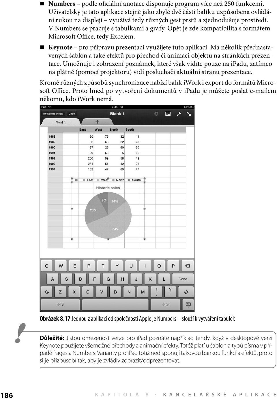 V Numbers se pracuje s tabulkami a grafy. Opět je zde kompatibilita s formátem Microsoft Office, tedy Excelem. Keynote pro přípravu prezentací využijete tuto aplikaci.