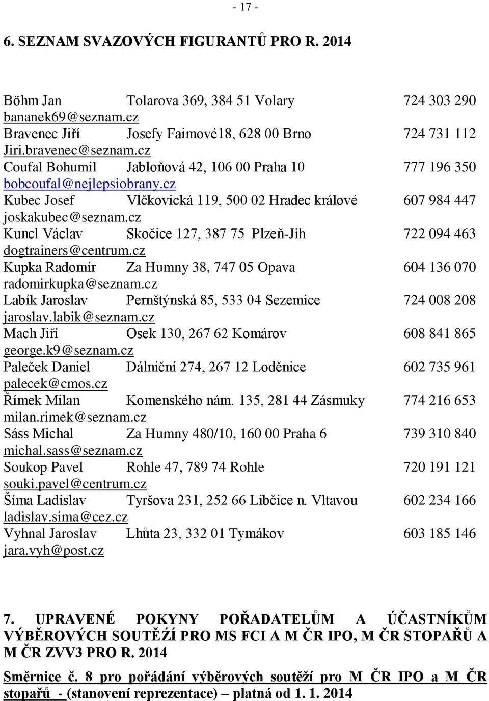 cz Kuncl Václav Skočice 127, 387 75 Plzeň-Jih 722 094 463 dogtrainers@centrum.cz Kupka Radomír Za Humny 38, 747 05 Opava 604 136 070 radomirkupka@seznam.