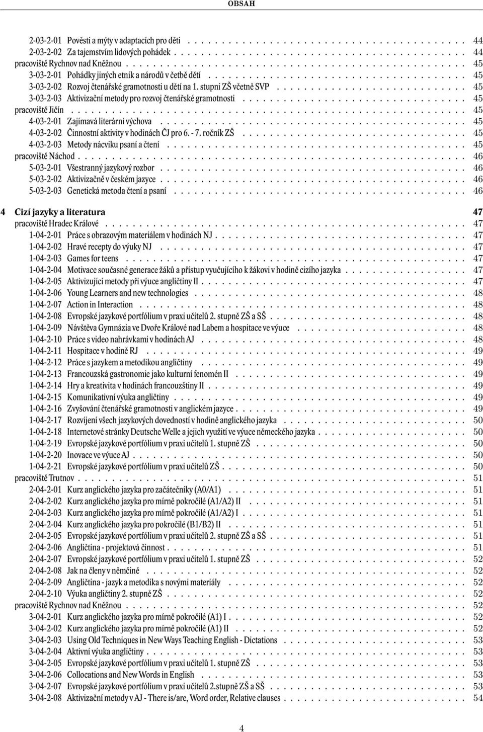 stupni ZŠ včetně SVP............................ 45 3-03-2-03 Aktivizační metody pro rozvoj čtenářské gramotnosti................................. 45 pracoviště Jičín.