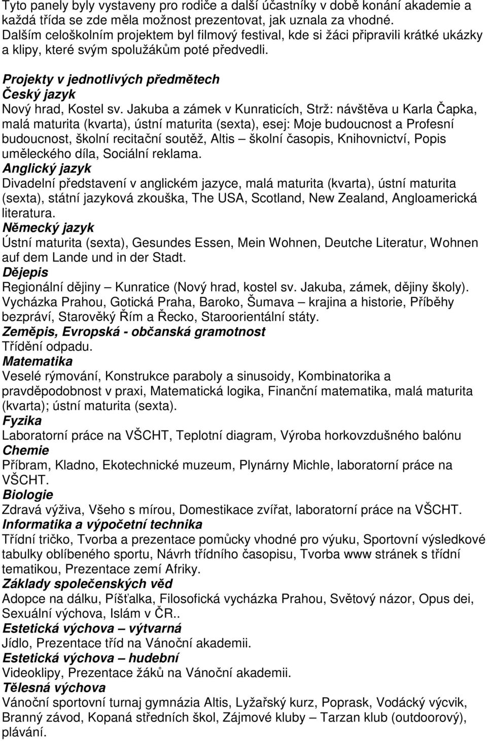 Projekty v jednotlivých předmětech Český jazyk Nový hrad, Kostel sv.