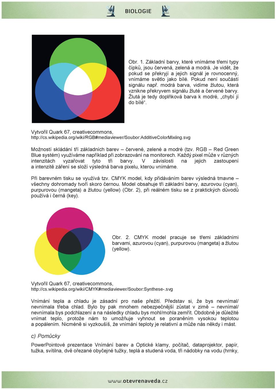 Vytvořil Quark 67, creativecommons, http://cs.wikipedia.org/wiki/rgb#mediaviewer/soubor:additivecolormixiing.svg Možností skládání tří základních barev červené, zelené a modré (tzv.