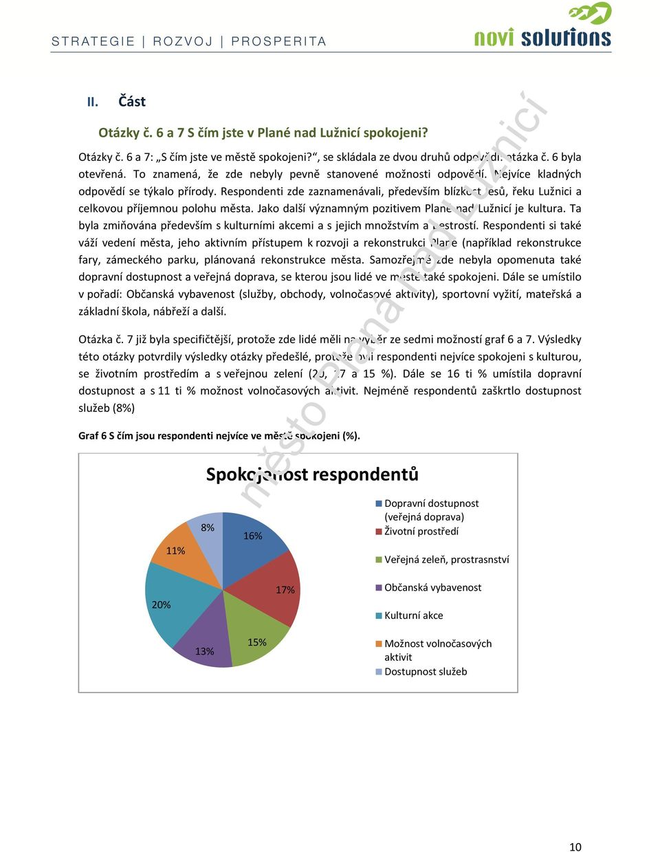 Respondenti zde zaznamenávali, především blízkost lesů, řeku Lužnici a celkovou příjemnou polohu města. Jako další významným pozitivem Plané nad Lužnicí je kultura.