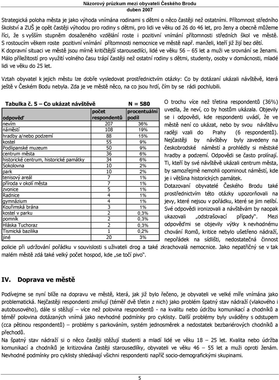 pozitivní vnímání přítomnosti středních škol ve městě. S rostoucím věkem roste pozitivní vnímání přítomnosti nemocnice ve městě např. manželi, kteří již žijí bez dětí.