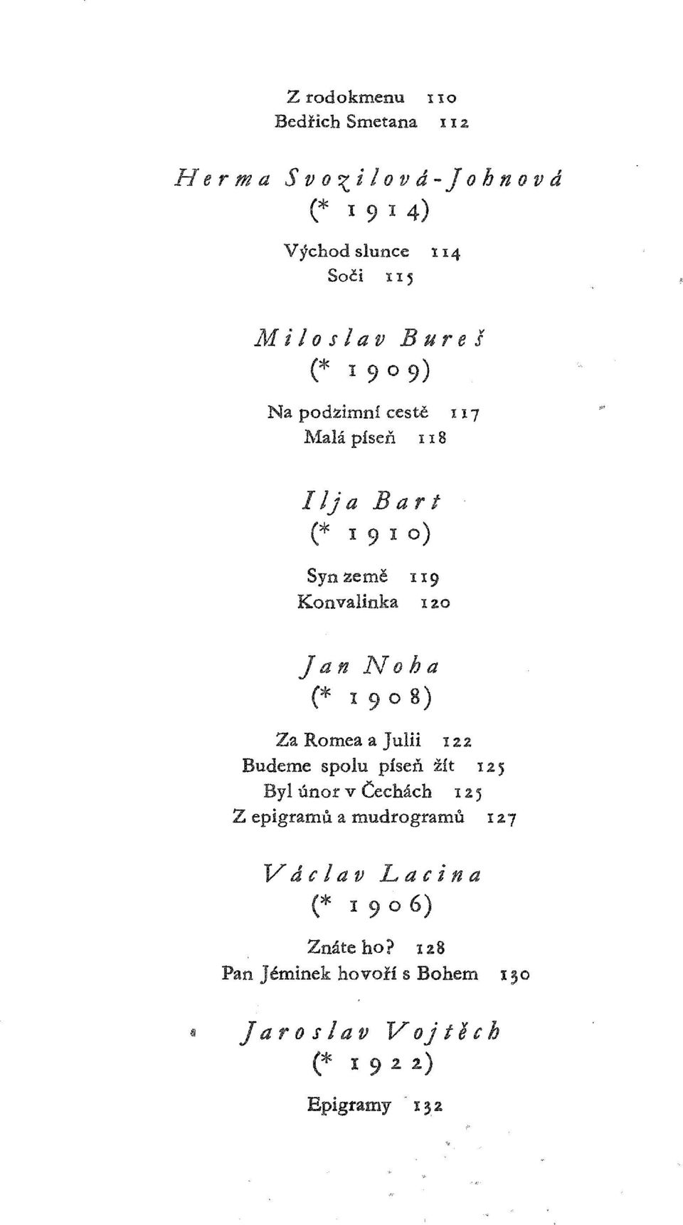 (* 1908) Za Romea a Julii 122 Budeme spolu pisen áít 125 Byl únor v Cechách 125 Z epigramú a mudrogramü 127 V