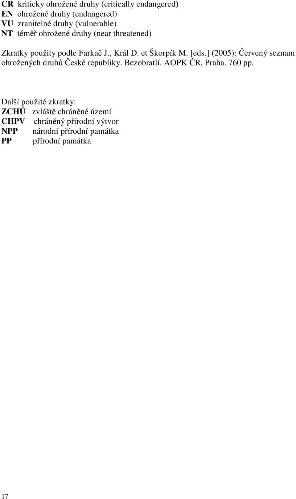 [eds.] (2005): Červený seznam ohrožených druhů České republiky. Bezobratlí. AOPK ČR, Praha. 760 pp.