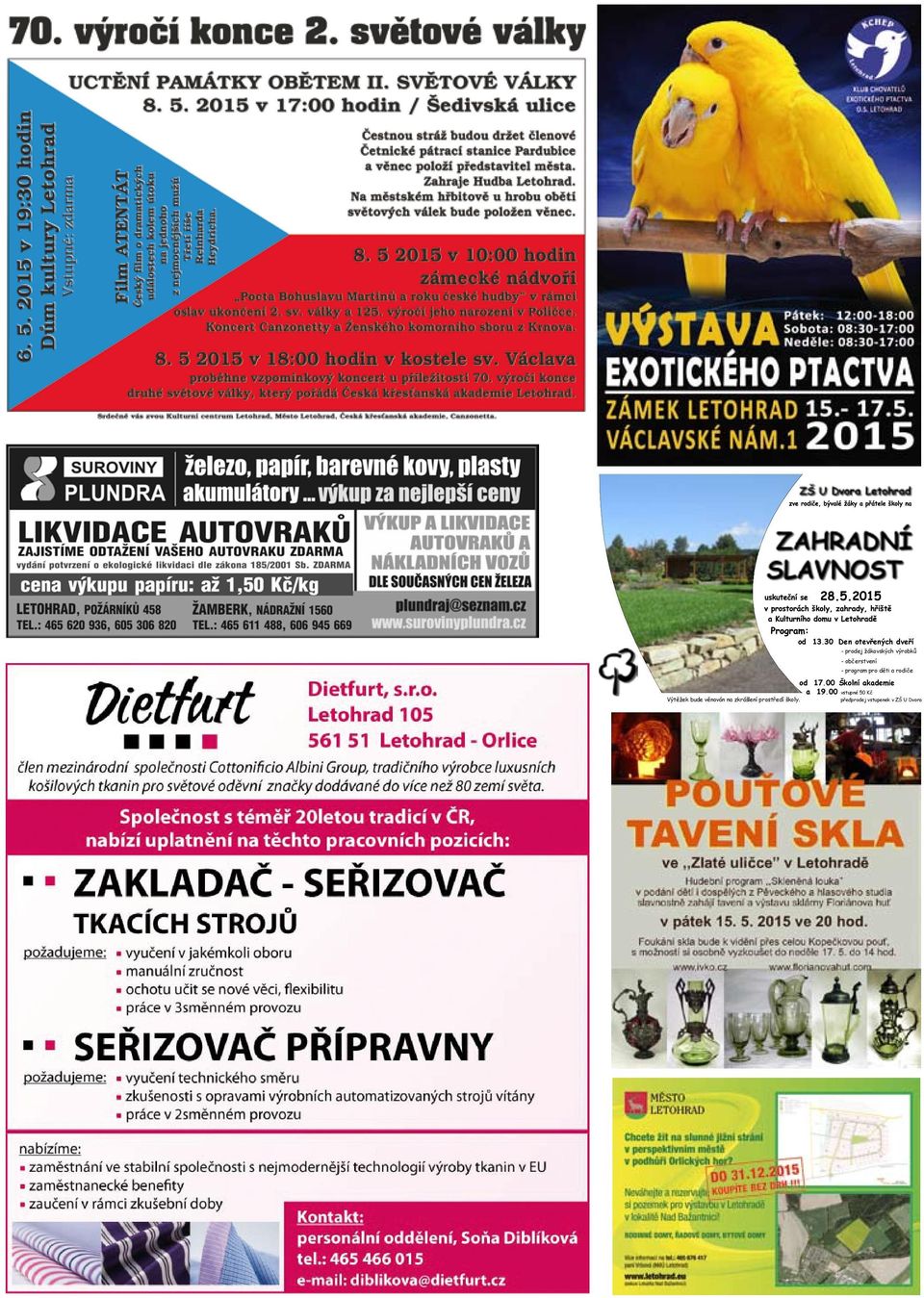 občerstvení - program pro děti a rodiče od 17.