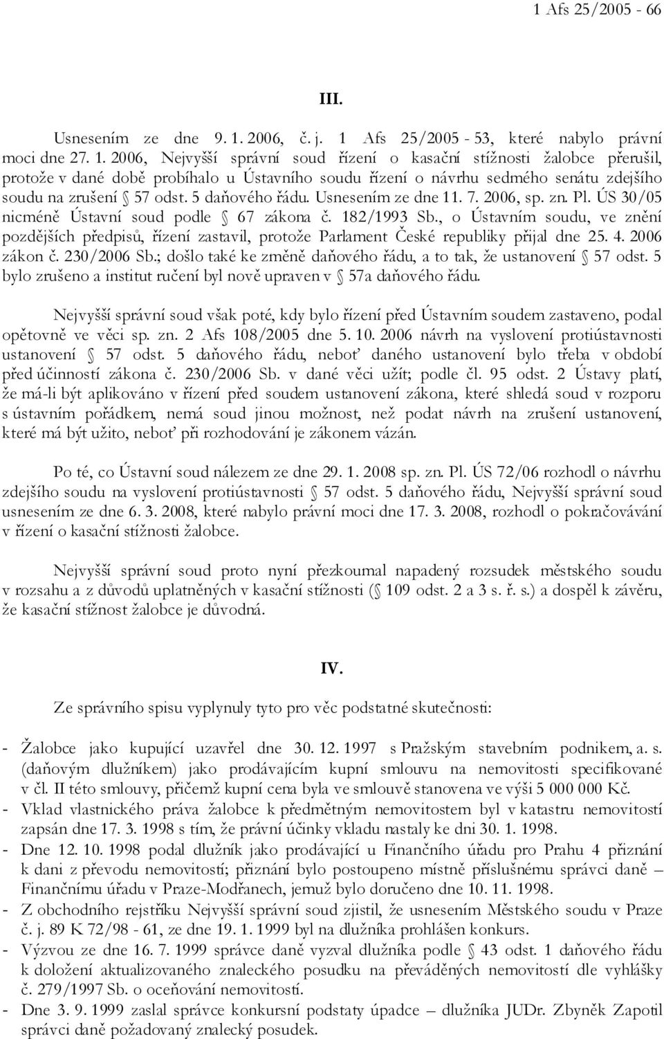 Afs 25/2005-53, které nabylo právní moci dne 27. 1.