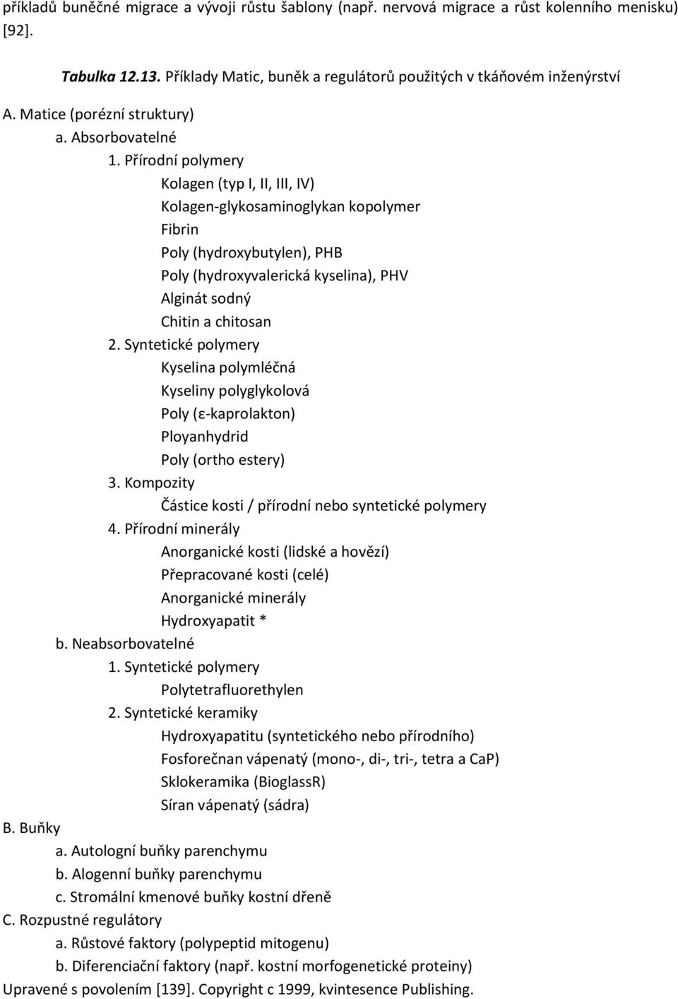 Přírodní polymery Kolagen (typ I, II, III, IV) Kolagen-glykosaminoglykan kopolymer Fibrin Poly (hydroxybutylen), PHB Poly (hydroxyvalerická kyselina), PHV Alginát sodný Chitin a chitosan 2.