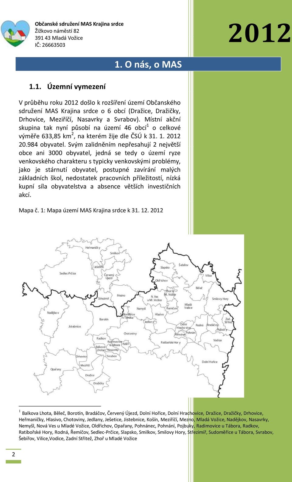 Svým zalidněním nepřesahují 2 největší obce ani 3000 obyvatel, jedná se tedy o území ryze venkovského charakteru s typicky venkovskými problémy, jako je stárnutí obyvatel, postupné zavírání malých