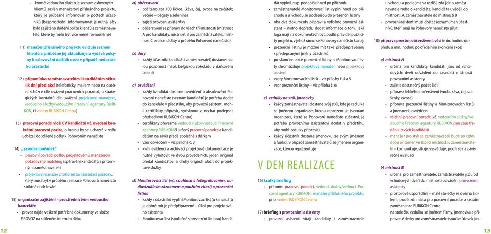 osob v případě nedostatku účastníků 12) připomínka zaměstnavatelům i kandidátům několik dní před akcí (telefonicky, mailem nebo na osobní schůzce dle uvážení pracovních poradců, u strategických