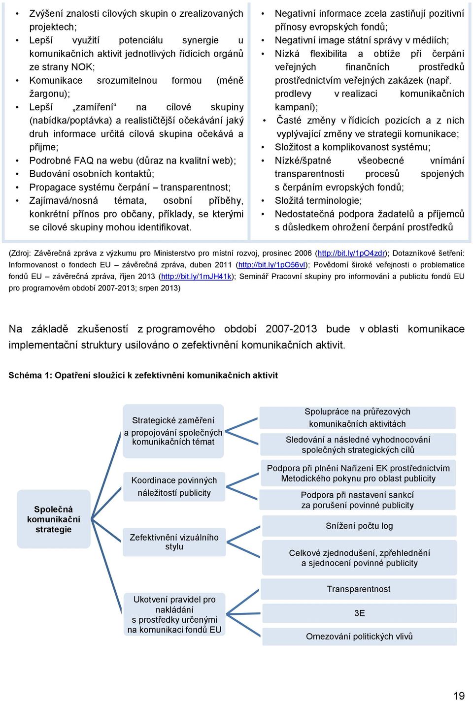 web); Budování osobních kontaktů; Propagace systému čerpání transparentnost; Zajímavá/nosná témata, osobní příběhy, konkrétní přínos pro občany, příklady, se kterými se cílové skupiny mohou