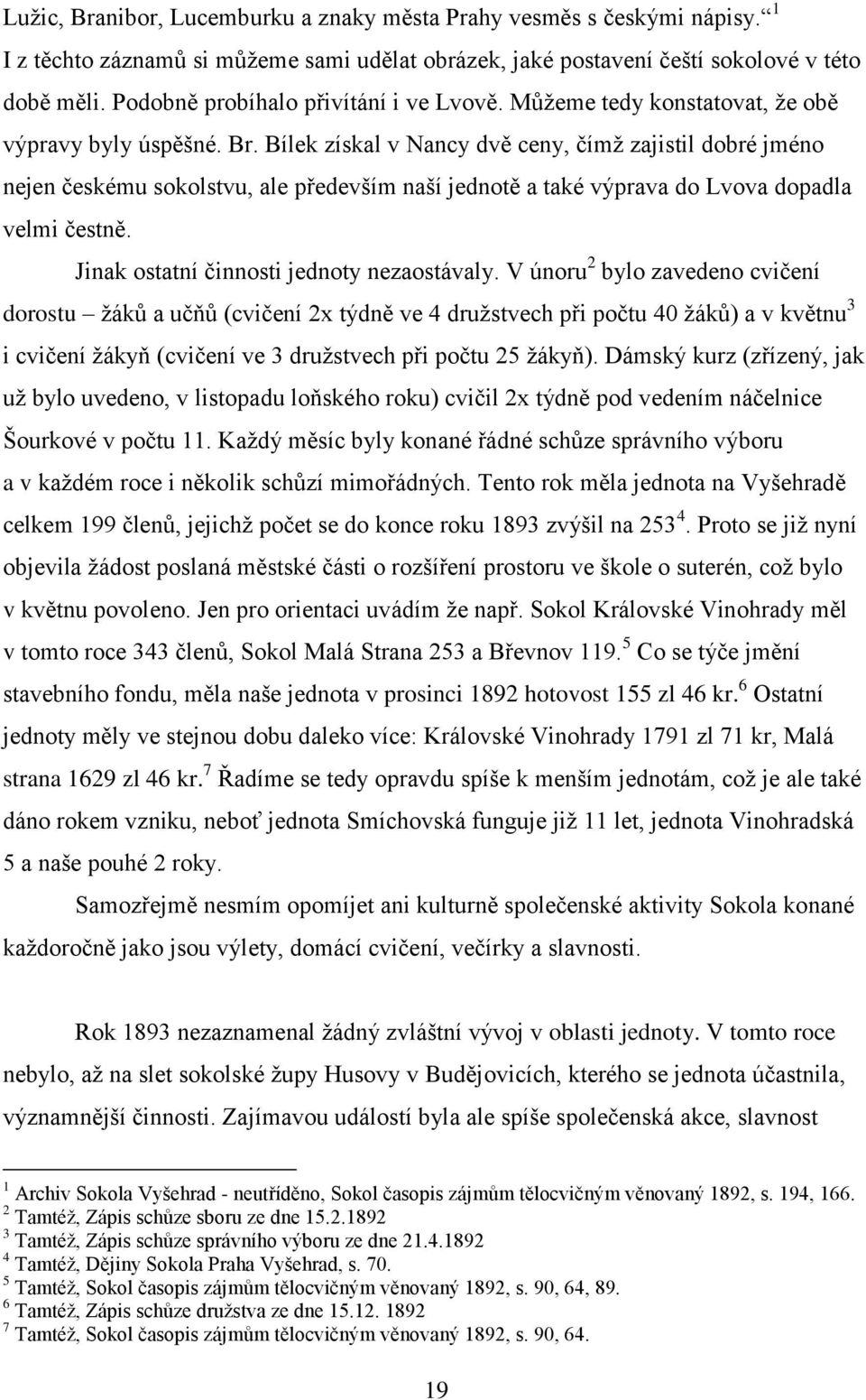 Bílek získal v Nancy dvě ceny, čímž zajistil dobré jméno nejen českému sokolstvu, ale především naší jednotě a také výprava do Lvova dopadla velmi čestně. Jinak ostatní činnosti jednoty nezaostávaly.