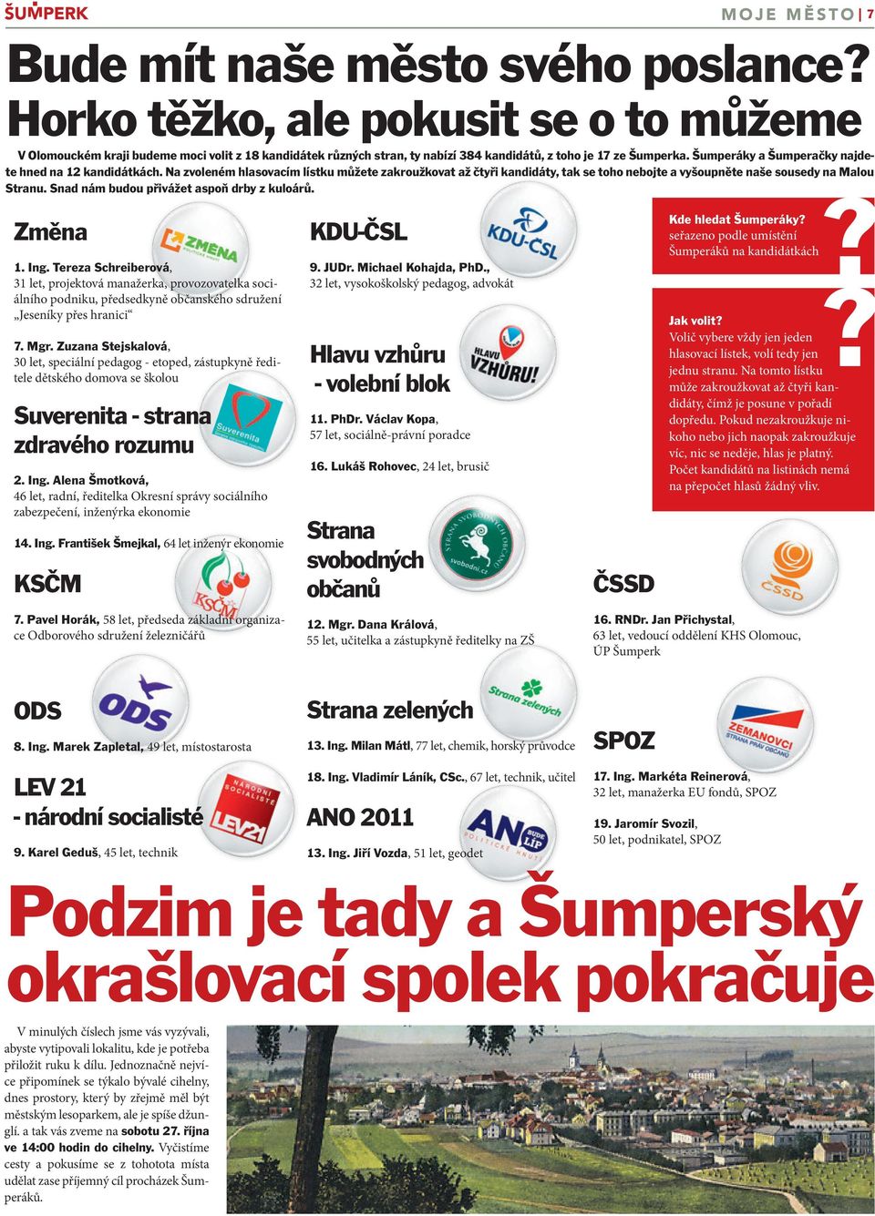 Snad nám budou přivážet aspoň drby z kuloárů.? Kde hledat Šumperáky? Změna KDU-ČSL seřazeno podle umístění Šumperáků na kandidátkách 9. JUDr. Michael Kohajda, PhD.