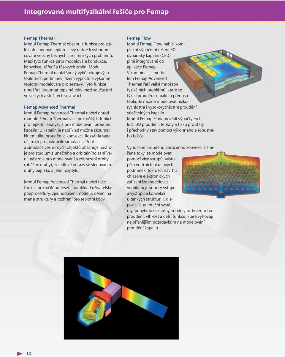 Modul Femap Thermal nabízí široký výběr okrajových teplotních podmínek, řízení výpočtů a výkonné teplotní modelování pro sestavy.