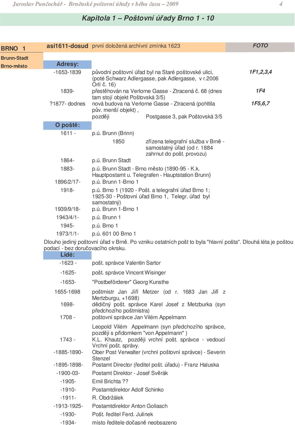 1877- dodnes nová budova na Verlorne Gasse - Ztracená (pohltila pv. menší objekt), pozdji Postgasse 3, pak Poštovská 3/5 1611 - p.ú.