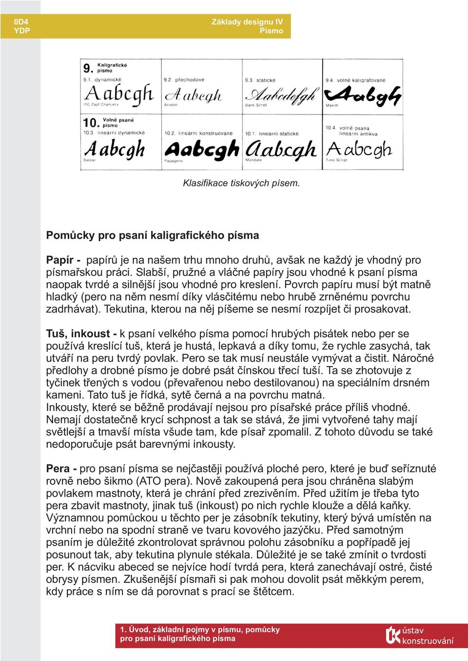 Povrch papíru musí být matnì hladký (pero na nìm nesmí díky vlásèitému nebo hrubì zrnìnému povrchu zadrhávat). Tekutina, kterou na nìj píšeme se nesmí rozpíjet èi prosakovat.