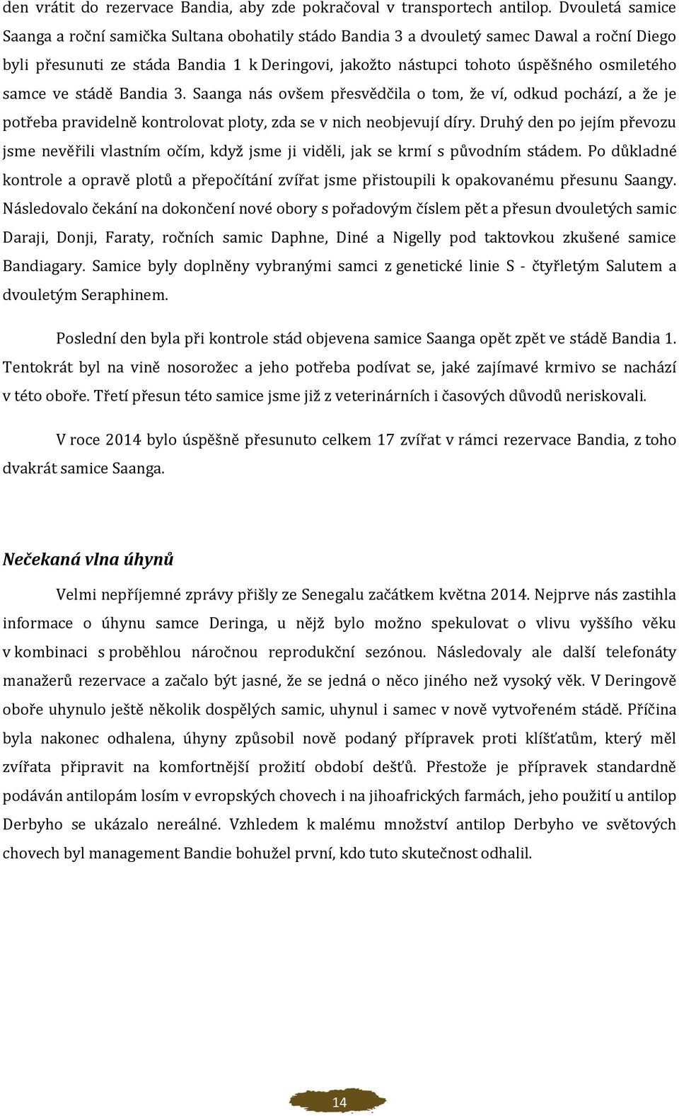 samce ve stádě Bandia 3. Saanga nás ovšem přesvědčila o tom, že ví, odkud pochází, a že je potřeba pravidelně kontrolovat ploty, zda se v nich neobjevují díry.