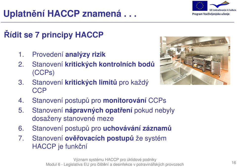 Stanovení postupů pro monitorování CCPs 5.