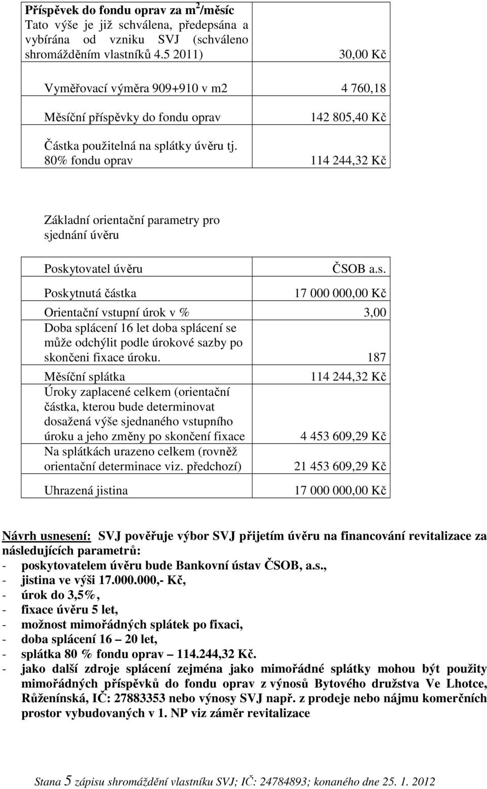 80% fondu oprav 114 244,32 Kč Základní orientační parametry pro sj