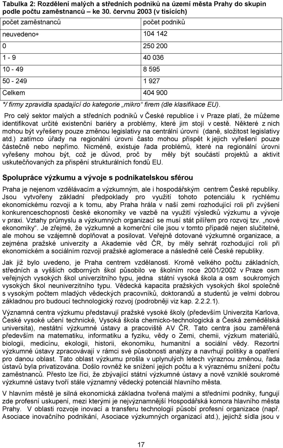 klasifikace EU). Pro celý sektor malých a středních podniků v České republice i v Praze platí, že můžeme identifikovat určité existenční bariéry a problémy, které jim stojí v cestě.