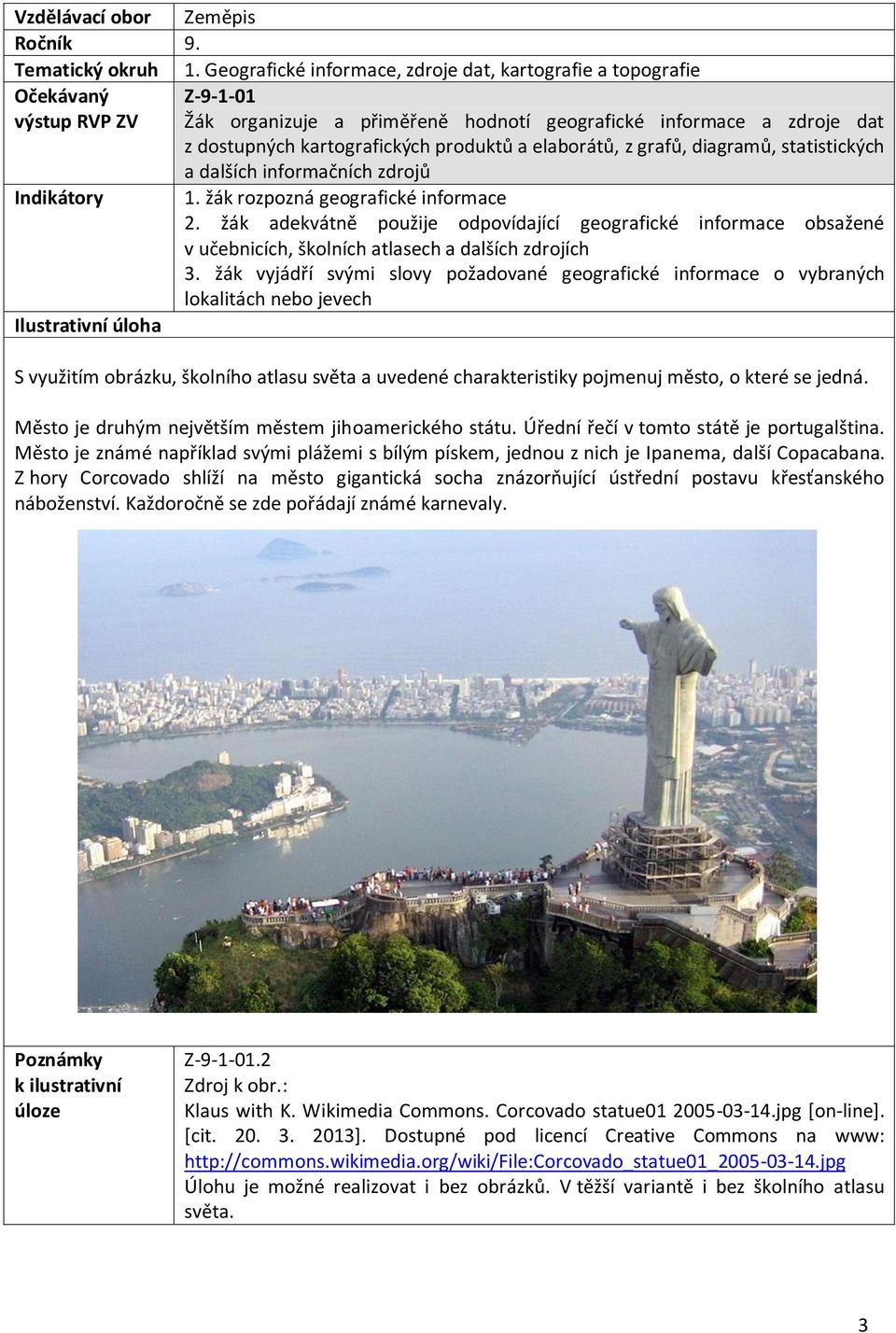 produktů a elaborátů, z grafů, diagramů, statistických a dalších informačních zdrojů Indikátory 1. žák rozpozná geografické informace 2.