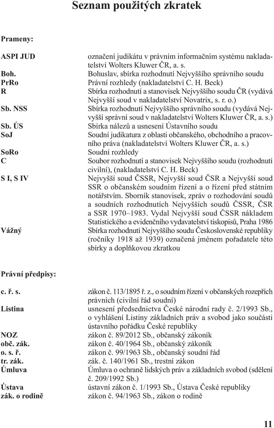 Beck) R Sbírka rozhodnutí a stanovisek Nejvyššího soudu ČR (vydává Nejvyšší soud v nakladatelství Novatrix, s. r. o.) Sb.